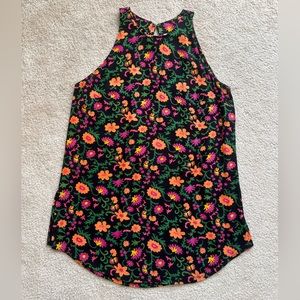 NWT Twik Sleeveless Floral Blouse Black with Orange and Pink